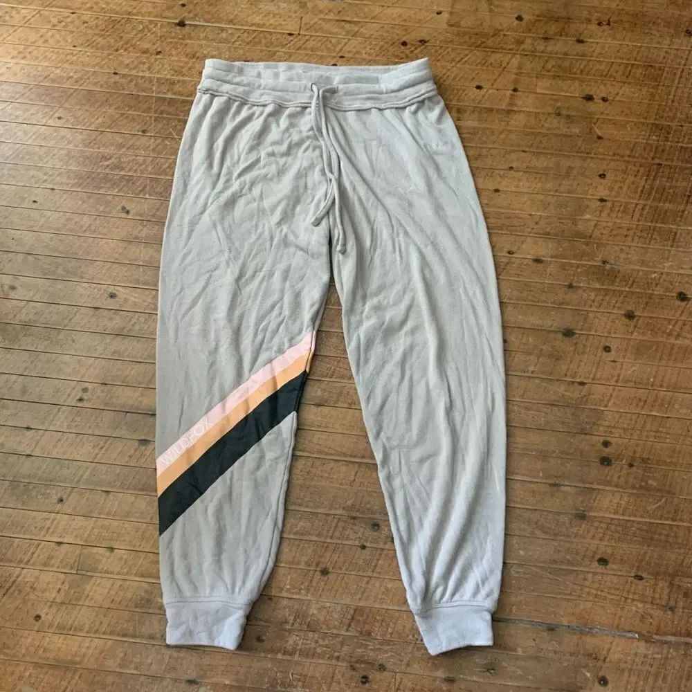 Wildfox rainbow gray loungewear drawstring waist M joggers